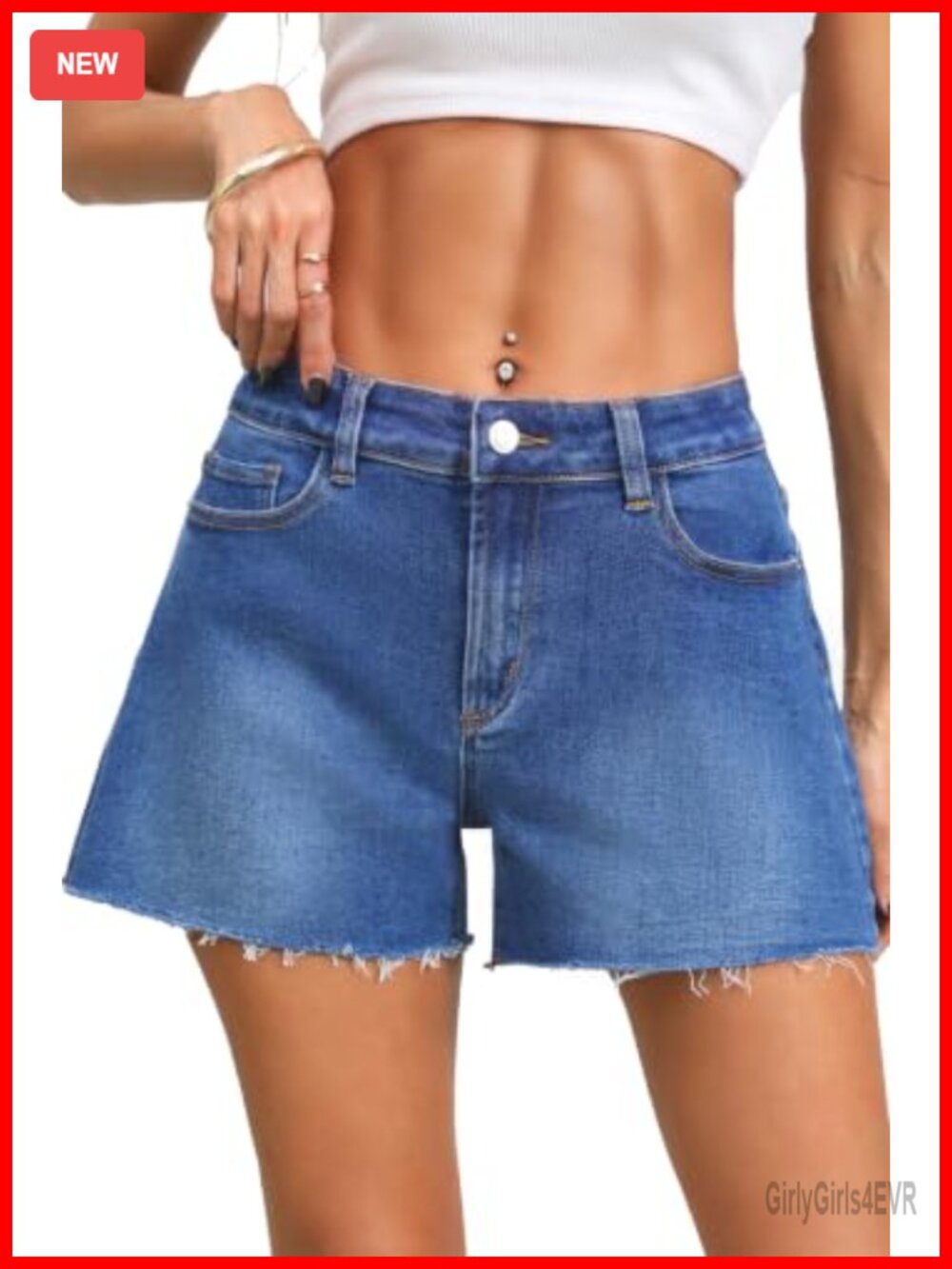Women's High Stretch Raw Hem Jean Shorts Baggy Vintage Wide Leg